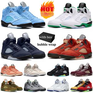 Z Box Jumpman 5 Buty do koszykówki dla mężczyzn 5s Sneakers UNC Burgundy Lucky Green Bean Racer Blue Olive Mars dla jej Georgetown Fire Red Mens Outdoor Sports Treners