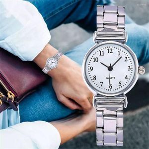 Relógios de pulso de aço inoxidável moda feminina relógio de luxo requintado pequeno mostrador simples casual pulseira criativa senhoras quartzo # w