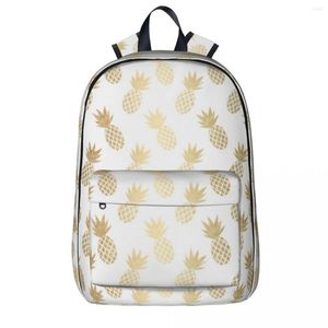 Zaino Zaini modello ananas dorato Borsa per libri per studenti di grande capacità Borsa a tracolla per laptop Zaino per viaggi di moda