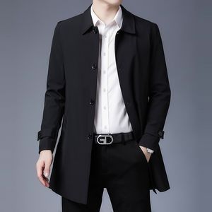 Men's Trench Coats Mens Spring Jacket 2023 Arrival Business Casual Black Khaki Long Top Quality Single Breasted Solid Coat 230831