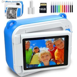 Camcorders DIY Печать детской камеры с теплоу бумагой цифровой фото селфи детские мгновенные печатные для печати подарка на день рождения мальчик Q230831