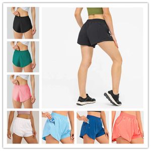 Womens lu-33 Yoga Shorts Hotty Calças Quentes Bolso Secagem Rápida Acelerar Roupas de Ginástica Roupa Esportiva Respirável Aptidão Leggings de Cintura Elástica Alta