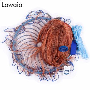 Fishing Accessories Lawaia Fishing Net Mesh with Blue Ring Fishing Cage Netting Wearable Orange Braided Wire Fishing Equipment Tackle Metal Pendants 230831