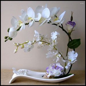Dekorative Blumen, 2 Stück, 55 cm, fühlt sich echt an, Phalaenopsis, künstliche Heimdekoration, Orchidee, Bonsai, Hochzeit, Blumenarrangement, Pografie-Requisiten