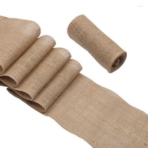 Table Runner 6pcs 6x94 Inch Burlap Chair Bow Sashes Ribbon Decoration For Home Party Wedding Banquet Dinner Decor Cover