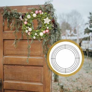 Kwiaty dekoracyjne 2 szt. Garland ramka okrągła stojak z drutem wieniec świąteczne ramki tworzenia makramy formularz dekorator pierścienia