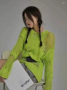 Suéteres femininos qweek fada grunge oco para fora mulheres harajuku moda coreana pulôver de malha kpop casual y2k jumper malha tops outono