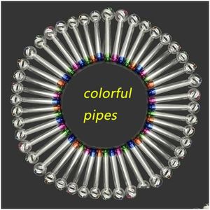 喫煙パイプ10.5cmの長さpyrexカラーフガラスオイルバーナーパイプネイル燃焼ジャンボ濃縮濃い透明な素晴らしいチューブドロップデリバリーho dheav