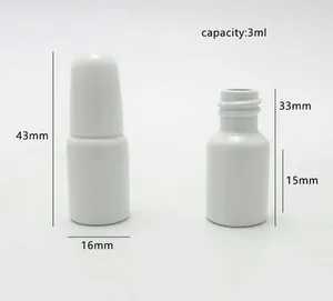 Quatily grossist 30 x 3 ml mini nagellack flaska vit glasförpackning flaska med svart borstkåpor kosmetiska behållare separata tillbehör