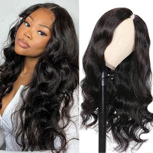 Top selling V Part Wig Body Wave Human Hair Wigs For Women Brazilian Glueless 10-24 Inches Wavy Upgrade Wig Natural Black Wigs no leave out no glue thin invisible part