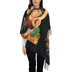 Шарфы роскошь Богоматерь вечной помощи с кисточником шарф женщин зимняя теплой платок
