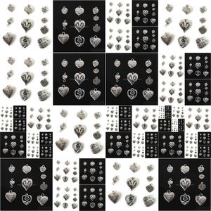 Charms New 117Pcs Mixed Tibetan Sier Plated Heart Love Charm Pendant Statement Jewelry Making Diy Handmade Jewellery Mix Lots Drop Del Dhvwd