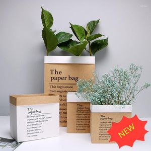 Подарочная упаковка 6 шт. Творческие водонепроницаемые цветочные упаковочные сумки Kraft Paper