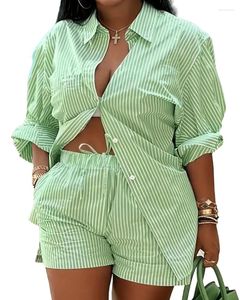 Women's Tracksuits T9060 Summer Suit Short Sets Striped 20 Kinds Printed Casual Fashion Plus Size Blouse Two Piece Set For Women Outfits