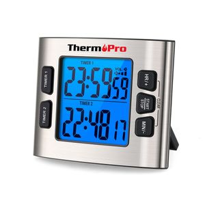 Kitchen Timers ThermoPro TM02 Cooking Digital Kitchen Timer Large Display Dual Timer Backlight Countdown UP Timer With Clock Function 230831