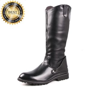 Boots Nightclub Punk Mens Motorcykel Fashion Boots Black äkta läderskor Stilig Knight Boot High Riding Botas Hombre Sapatos 230831