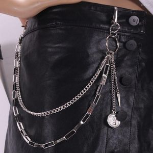 Bältekedja Multi-Layer Harajuku Style Jewelry Gift Double Layer Female Belt Metal midja Hollow Cross Punk Pants