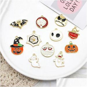 Charms 10 stücke Halloween Kürbis Geist Anhänger Serie DIY Schmuck Legierung Urlaub Geschenk Für Makingcharms Drop Lieferung Erkenntnisse Komponenten Dhghm