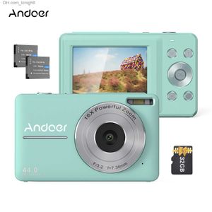 Camcorders Andoer Digital Camera Video Camcorder 1080P 44MP 16X Zoom with 32GB Memory Card 2pcs Batteries Christmas Gift for Kids Q230831