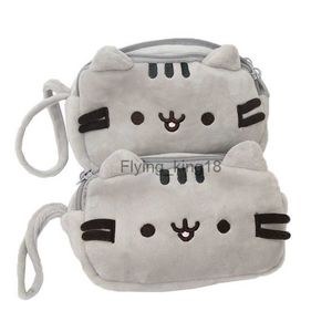 Sacos de lápis macio pelúcia gato lápis caso kawaii duas camadas saco de lápis bonito cosméticos bolsa de armazenamento coreano papelaria escola material de escritório hkd230831