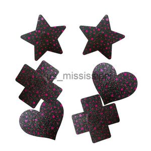 Bröstdyna 10 parskivor Kvinnor Summer Black Glitter Purple Dot Nipple Cover Disponibla Breasties Invisible Bra Sexiga klistermärken X0831