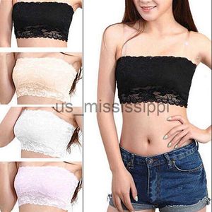 Outros itens de beleza de saúde Sexy Ladies Full Lace Stretch Acolchoado Strapless Sutiã Bandeau Sem Costura Casual Floral Lace Tube Top Cropped Underwear 4 Cores X0831