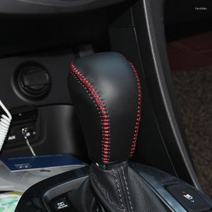 Acessórios interiores superior de couro genuíno engrenagem vara shift knob capa para grand santafe no caso ppc cpr caneta na alavanca cpt