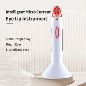 Ansiktsvårdsanordningar EMS Eye Beauty Device RF Microcurrent Anti Wrinkle Ta bort påsar Dark Circles Light Therapy Lips Lyft Massage Instrument 230831