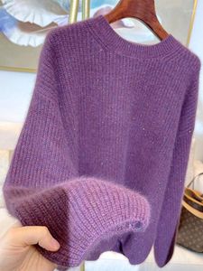 Women's Sweaters Purple Knitted Sweater Top Korea Style Pullover Fashion Tops 2023 Women Blusas Tricot Feminina Inverno