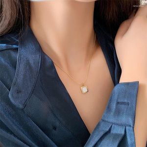Pendant Necklaces Non Fading Necklace 2023 Square Shell Stainless Steel Gold Color Party For Women Luxury Jewelry Accessories