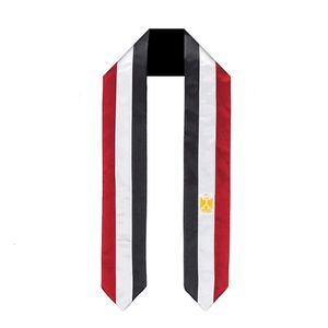 Scarves Customized Egypt National FLAG Scarf Graduation Stole Ribbon Shawl 180*15cm Bachelor Gown Sash Accessory 230831