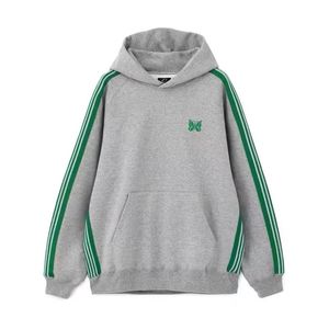 Hoodies das mulheres moletons inverno cinza agulhas hoodie homens mulheres versão superior awge listra verde bordado borboleta com capuz solto 230830