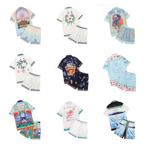 Casablanc-S 22SS Дизайнерские рубашки Masao San Print Mens Casual Frush Womens Свободная шелковая рубашка с короткими рукавами