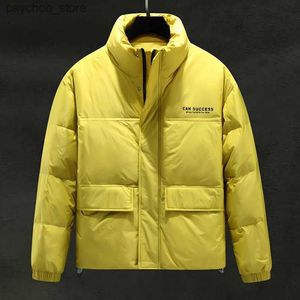 Men's Down Parkas 2023 Men Winter New Fashion White Duck Down Coats Male Stand Collar Loose Jackets Men Light Thin Down Warm Overcoats H401 Q230831