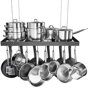 Other Home Storage Organization Pot 34Inch Hanging for Kitchen Oval and Pan Matte Black Hanger with 20 S Hooks For 16" 24" Stud Mou 230830