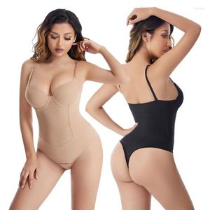 Frauen Shaper Frauen eingebaute BHs T-Back Shaper Brust-unterstützende Schleuderbodyuit-Schrittreihe Schnalle Korsett Bollifter Thong Shapewear