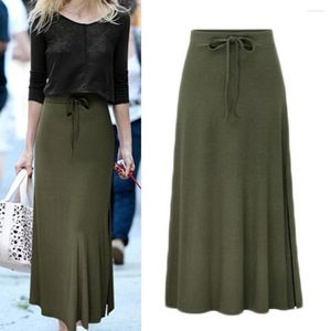 Röcke Frauen Rock Einfarbig Spitze-up Sommer Herbst Schlitz A-Line Maxi Streetwear Jupe Longue Femme Faldas Mujer Moda 2023