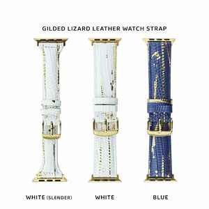Foil Gilded Lizard Effect Leather Strap For Apple Watch band 41mm 40mm 38mm 45mm 42mm 44mm 49mm Luxury Wristbands iWatch Series 8 7 6 5 4 3 SE Watchband Accessories