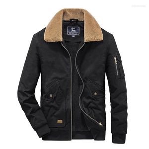 Men's Jackets Men WInter Warm With Fur Collar Fleece Lined Outwear Coats For Male Tops Clothing Multi Pockets