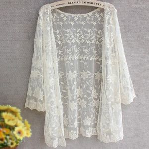 Женские блузки Summer Kimono Cardigan Beach Covers Blusas Женские вышивающие топы Blouse Sexy Lace Plus Plus рубашка