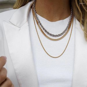 Ketten Just Feel 2 Teile/satz Hohe Qualität Metall Choker Halskette Für Frauen Gold Silber Farbe Kubanischen Twisted Seil Vintage Schmuck