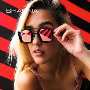 Sunglasses SHAUNA Retro Metal Steampunk Square Double Bridges Men Sunglasses Shades UV400 Gradient Mirror Women Hollow Punk Sun GlassesJ230301