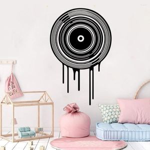 Wall Stickers Modern Dripping Record Turntable Sticker Playroom Nursery Music Collector Decal Bedroom Decor