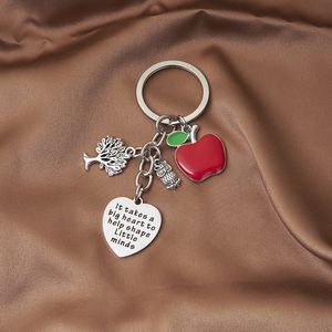 Portachiavi di apprezzamento per l'insegnante, regalo per l'insegnante nella stagione delle lauree, accessori per gioielli con ciondolo con scritte in acciaio, grazie per avermi aiutato a crescere e imparare 9768