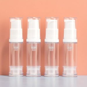 100Pcs 5ml 10ml 15ml Empty Airless Bottle Lotion Cream Pump Plastic Container Vaccum Spray Cosmetic Bottles Dispenser For Travel Lotion Containers