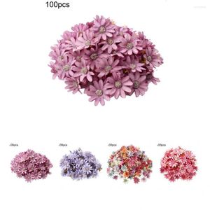 Decorative Flowers 100Pcs/Bag Durable Delicately Cut Fake Flower Head Artificial Weather Resistant Fadeless