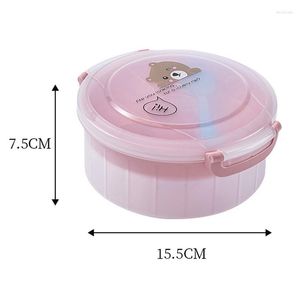 Set di stoviglie da 5 once Bento Lunch Box per studenti Contenitore per condimenti per insalata a 2 strati con serratura Riutilizzabile Spork Storage Colazione