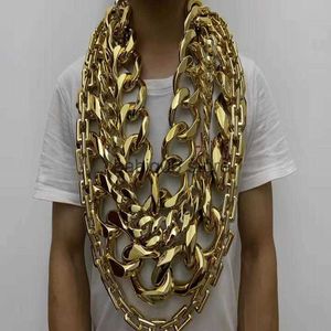 Łańcuchy łańcuchy akrylowy naszyjnik nieporęczny hip -hopowy gruby duży złoty łańcuch Goth Style mężczyźni kobiety biżuteria prezenty Halloween plastikowe akcesoria rock t230301