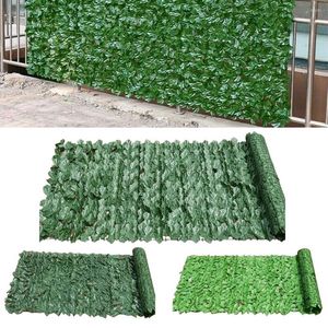 装飾的な花2pcs 25x50cmプラスチックシミュレーションは植物を去り、庭の装飾用の人工ヘッジフェンスアイビー