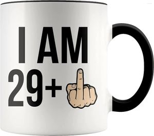 Canecas engraçadas caneca de café de 30 anos para ele 11 onças de 30 anos de xícara de copo girando (maçaneta preta)